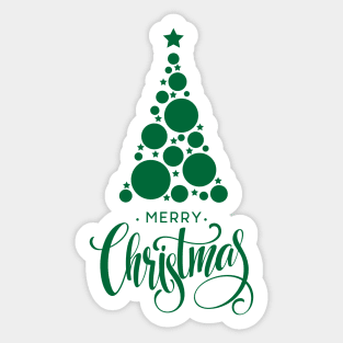 Green Merry Christmas Tree Sticker